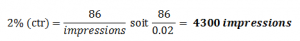 estimation affichages adwords