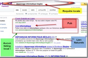 Essai d'une recherche localisée sur le moteur yahoo!