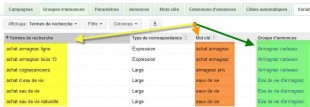 Adéquation Mots clés - groupe annonces