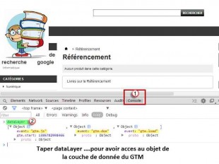 Usage de la console pour focus sur DataLayer