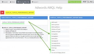 Table et champ"display"  de la base Adwords 