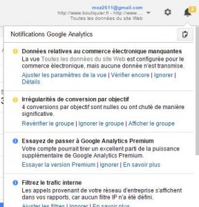 Diagnostics Compte Google analytics