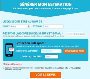 Invitation à donner son numéro pour avoir un devis