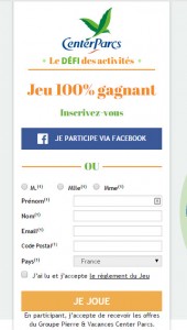 jeu concours formulaire