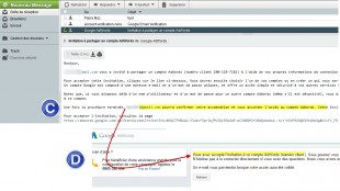 Acceptation invitation adwords par annonceur