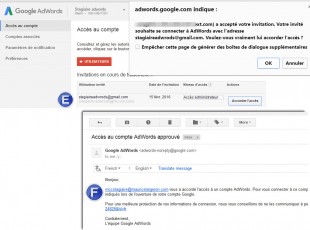 Validation acces compte adwords par Gestionnaire