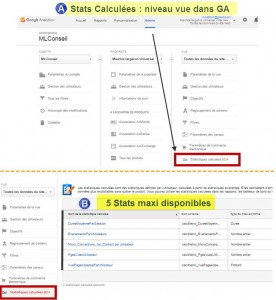 Statistiques calculées dans GA