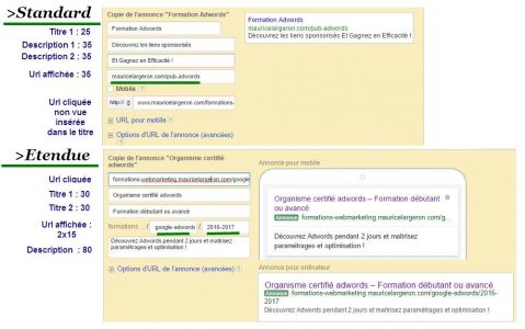 Comparaison annonce standard et grand format