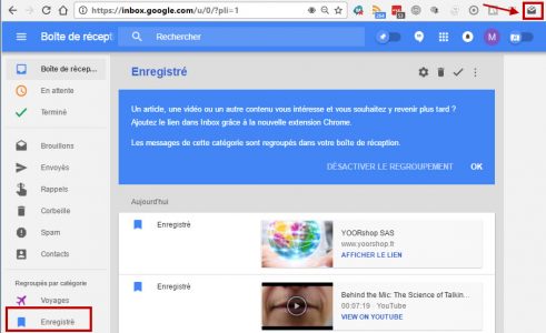 Fonctionnalité enregistrement inbox