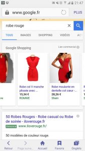 Google shopping sur mobile