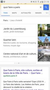 Serp formatée sous forme de carrousel 