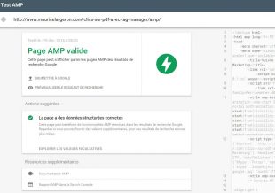 Test d'une page mesurée par G Analytics