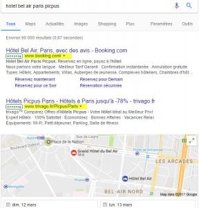 Exemple hotel intermédiés par booking et Trivago