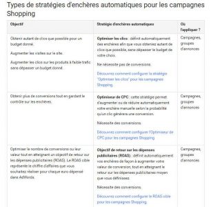 Stratégie d' enchères automatiques google shopping