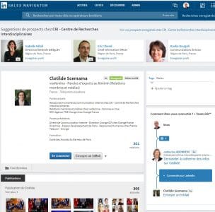 Interface Sales Navigator LinkedIn