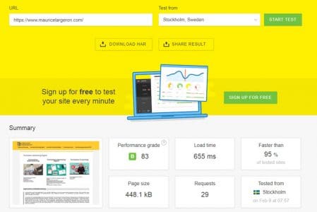 temps de chargement pingdom