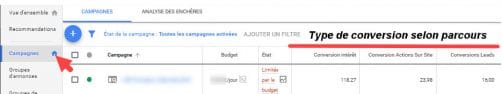 type de conversion selon parcours clients