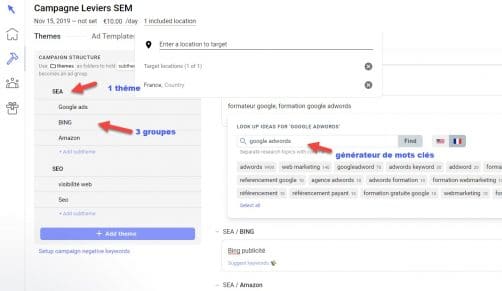 Etape 1 creation de structure de campagne