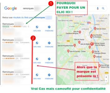 Annonces sur google maps