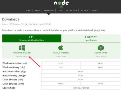 installer le .exe NodeJs