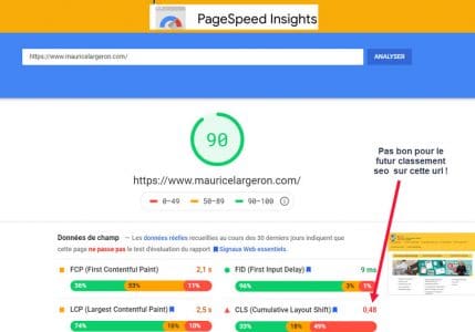 Mesures selonpagespeed insight