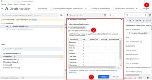 Synchronisation vers google ads pour lancement campagne