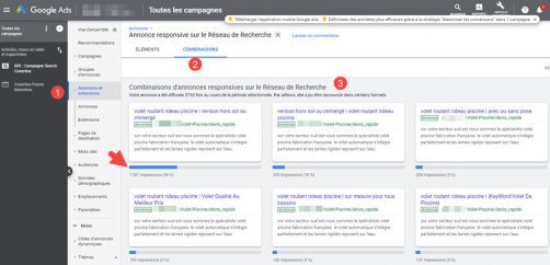 Création et combinaison des textes d'annonce