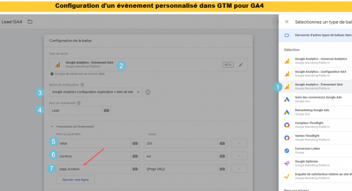 Configuration d'un event pour ga4 dans GTM