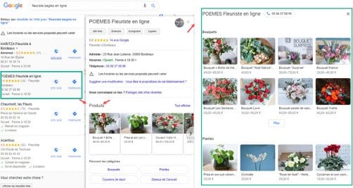 produits dans google my business