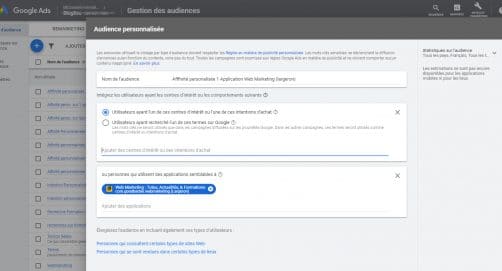Audiences personnalisées display google