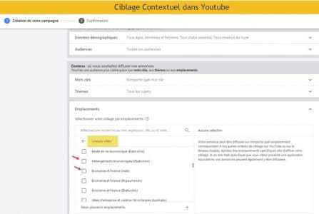 Ciblage contextuel video youtube