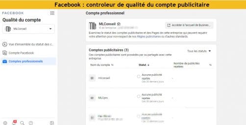 Facebook qualite du compte professionnel