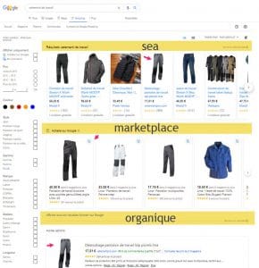 Shopping Gratuit onglet google