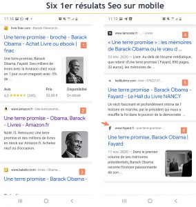 Premiers resultats Seo Google sur mobile