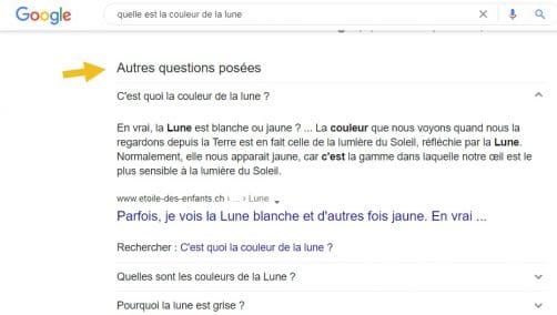 Featured snippet autres questions posées