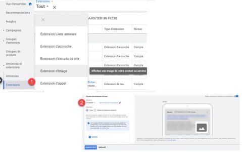Extension image dans google ads