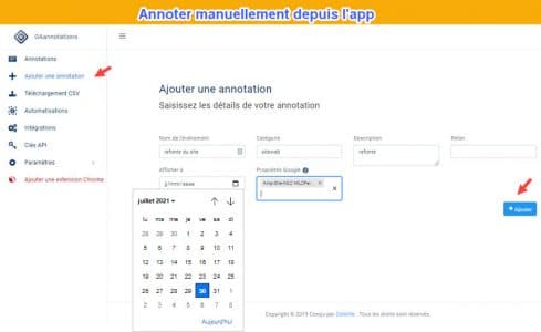 Annoter manuellement depuis l'app