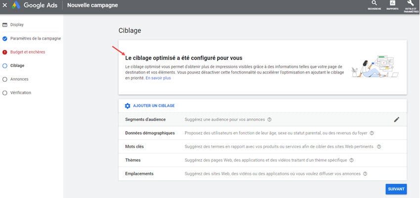 CIblage Optimisé poussé par G Ads