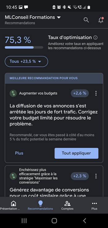 Recommandations-application-google ads