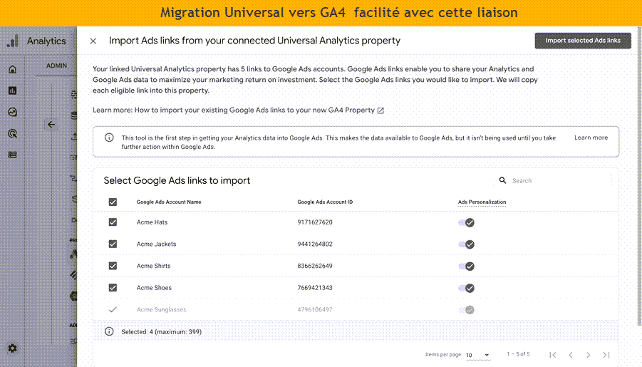 Migration simplifier Google ads d'universal vers ga4