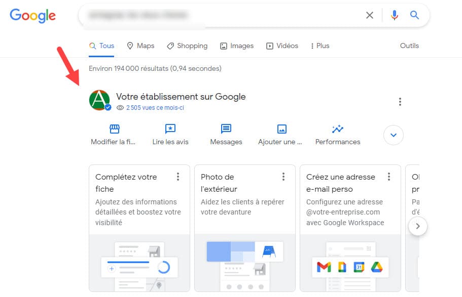 Accès à une fiche depuis Google