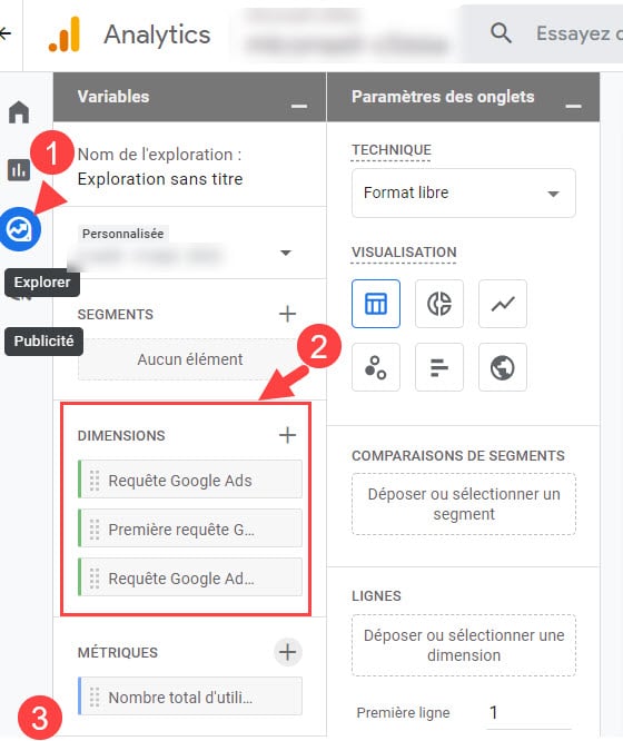 Editeur Explorer pour aller plus loin avec les dimensions google ads