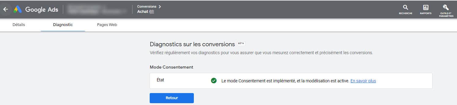 Mode de consentement google ads