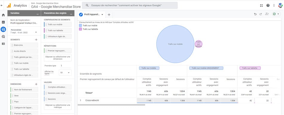 Chevauchement de segments dans explorer ga4