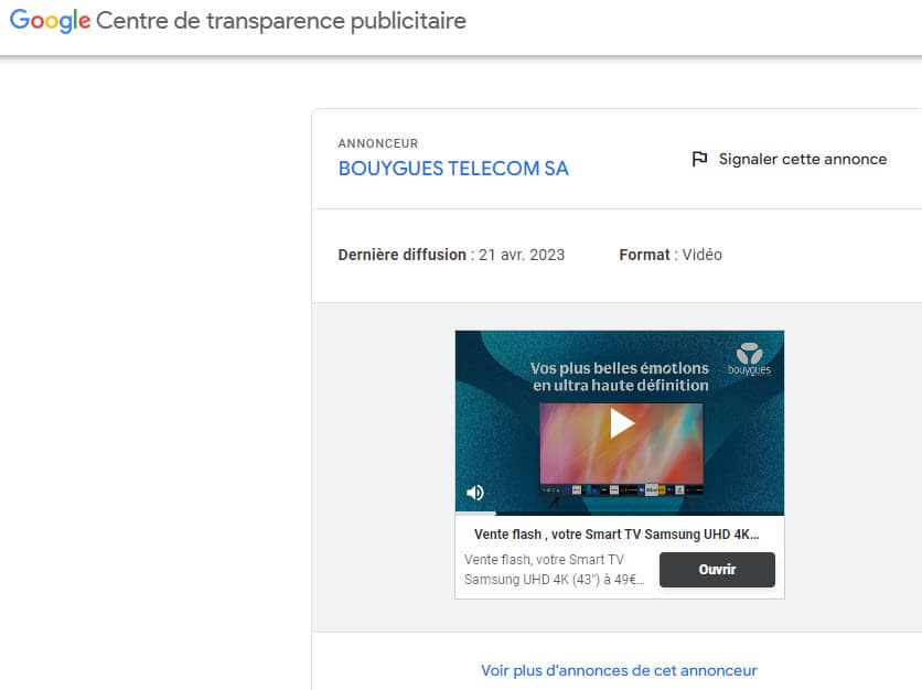 Transparence sur le contenu video google