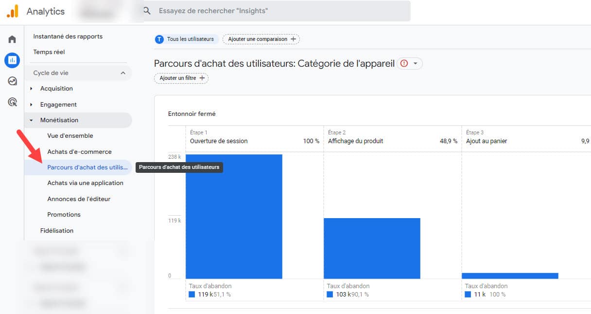 Parcours achat utilisateur