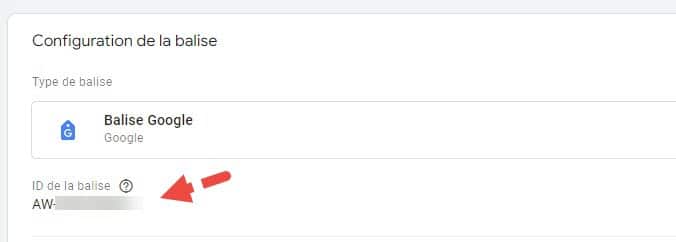 tag id google récupéré d'une configuration sur Ads